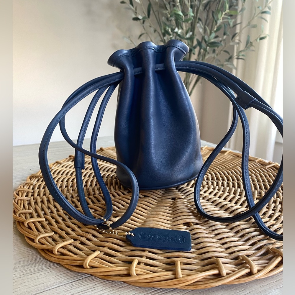 Coach Navy Blue Drawstring Bag